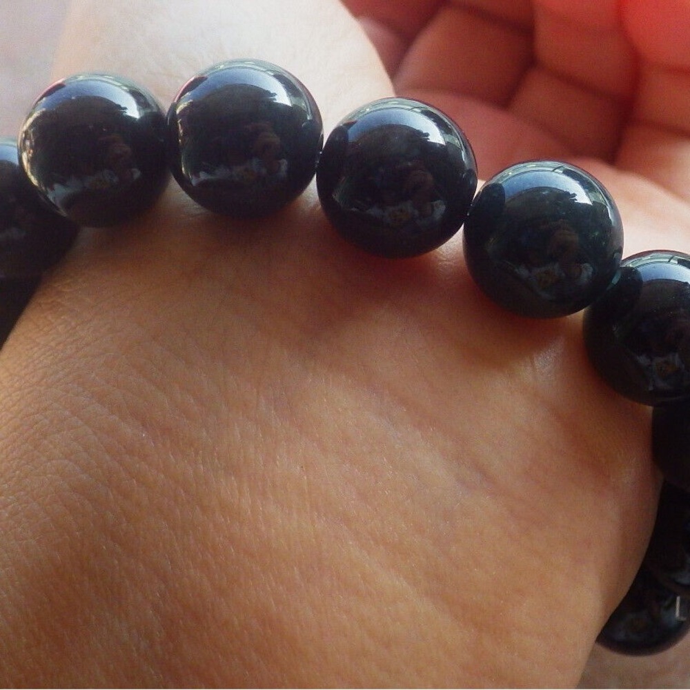 Certified Myanmar Burmese Jadeite mo cui Jade Circle Bead Bangle Bracelet - Picture 6 of 9